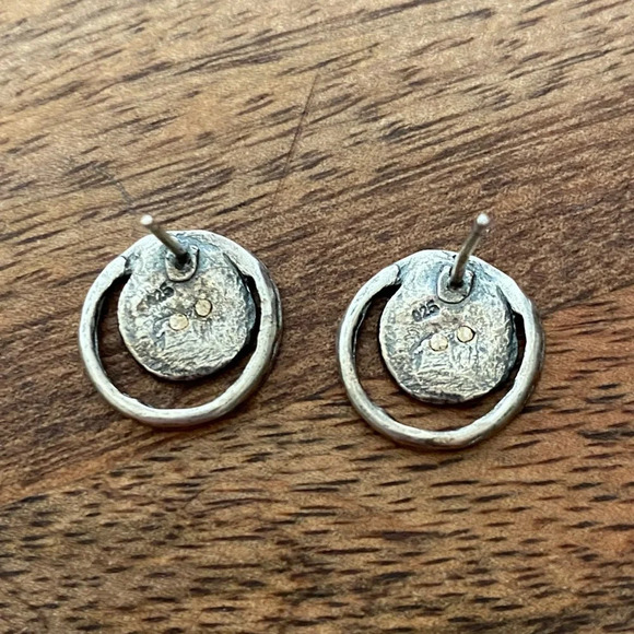 Vintage 925 Sterling Silver Round Open Cut Earrings - Picture 3 of 9